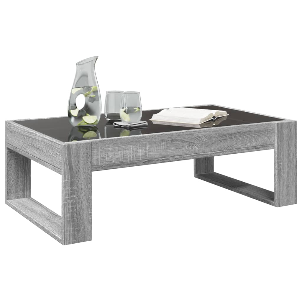 Coffee Table with Infinity LED Grey Sonoma 90x53x30 cm