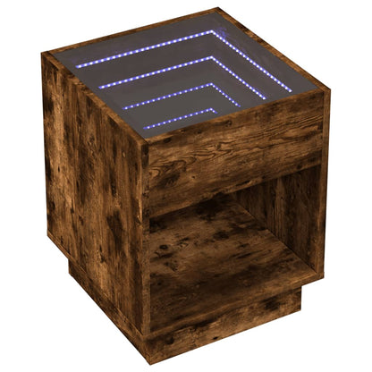 Coffee Table with Infinity LED Smoked Oak 40x40x50 cm