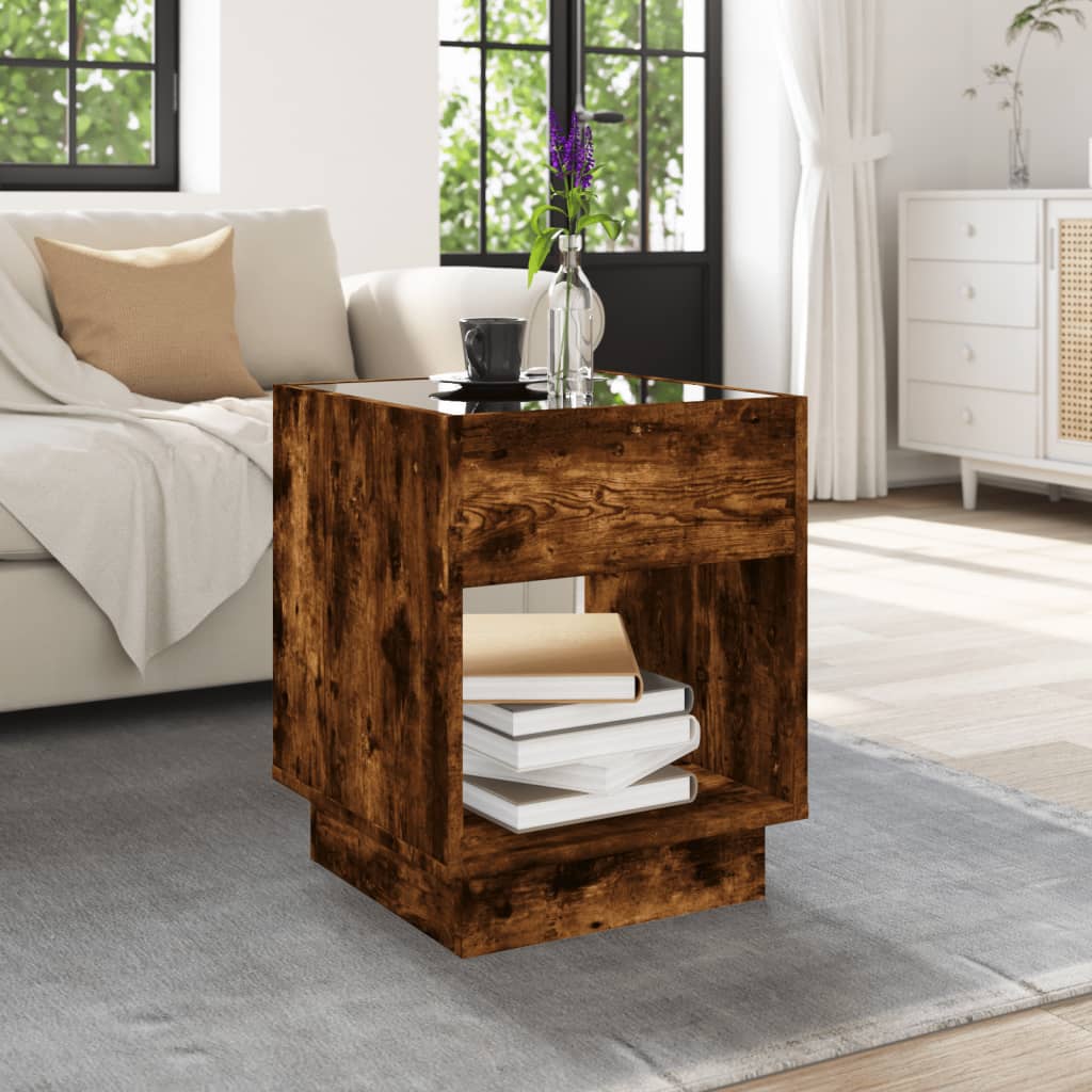 Coffee Table with Infinity LED Smoked Oak 40x40x50 cm