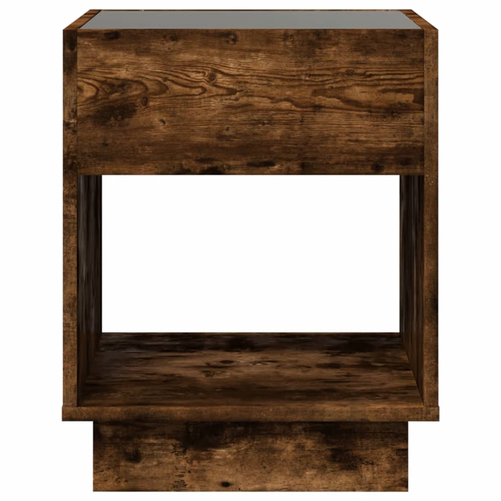 Coffee Table with Infinity LED Smoked Oak 40x40x50 cm