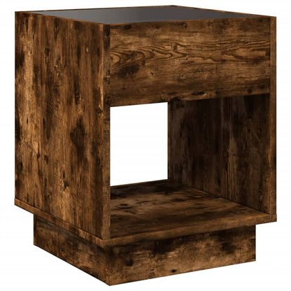 Coffee Table with Infinity LED Smoked Oak 40x40x50 cm