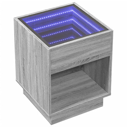 Coffee Table with Infinity LED Grey Sonoma 40x40x50 cm