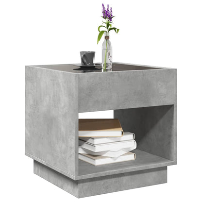 Coffee Table with Infinity LED Concrete Grey 50x50x50 cm