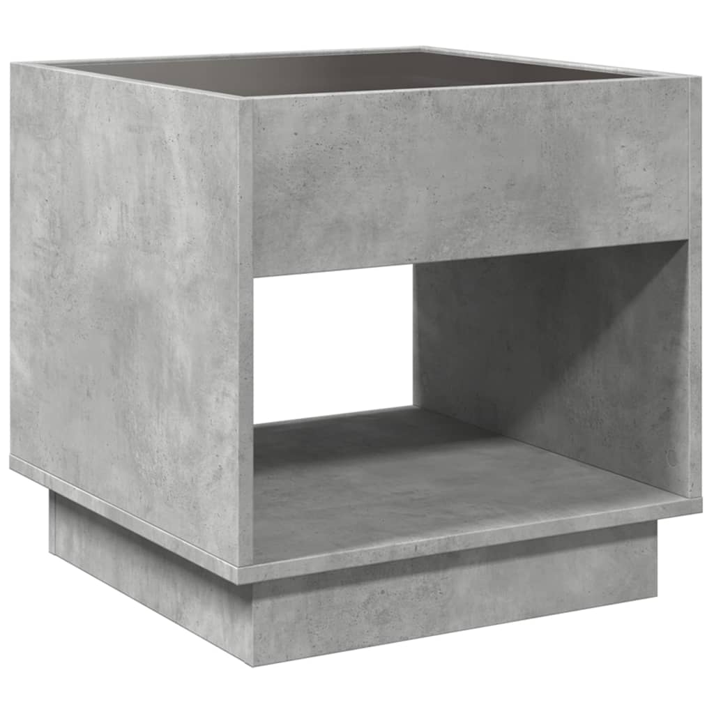 Coffee Table with Infinity LED Concrete Grey 50x50x50 cm