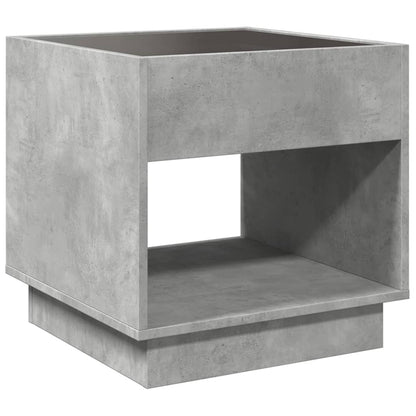Coffee Table with Infinity LED Concrete Grey 50x50x50 cm
