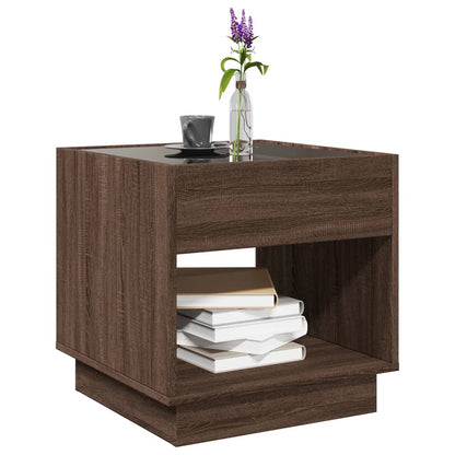 Coffee Table with Infinity LED Brown Oak 50x50x50 cm