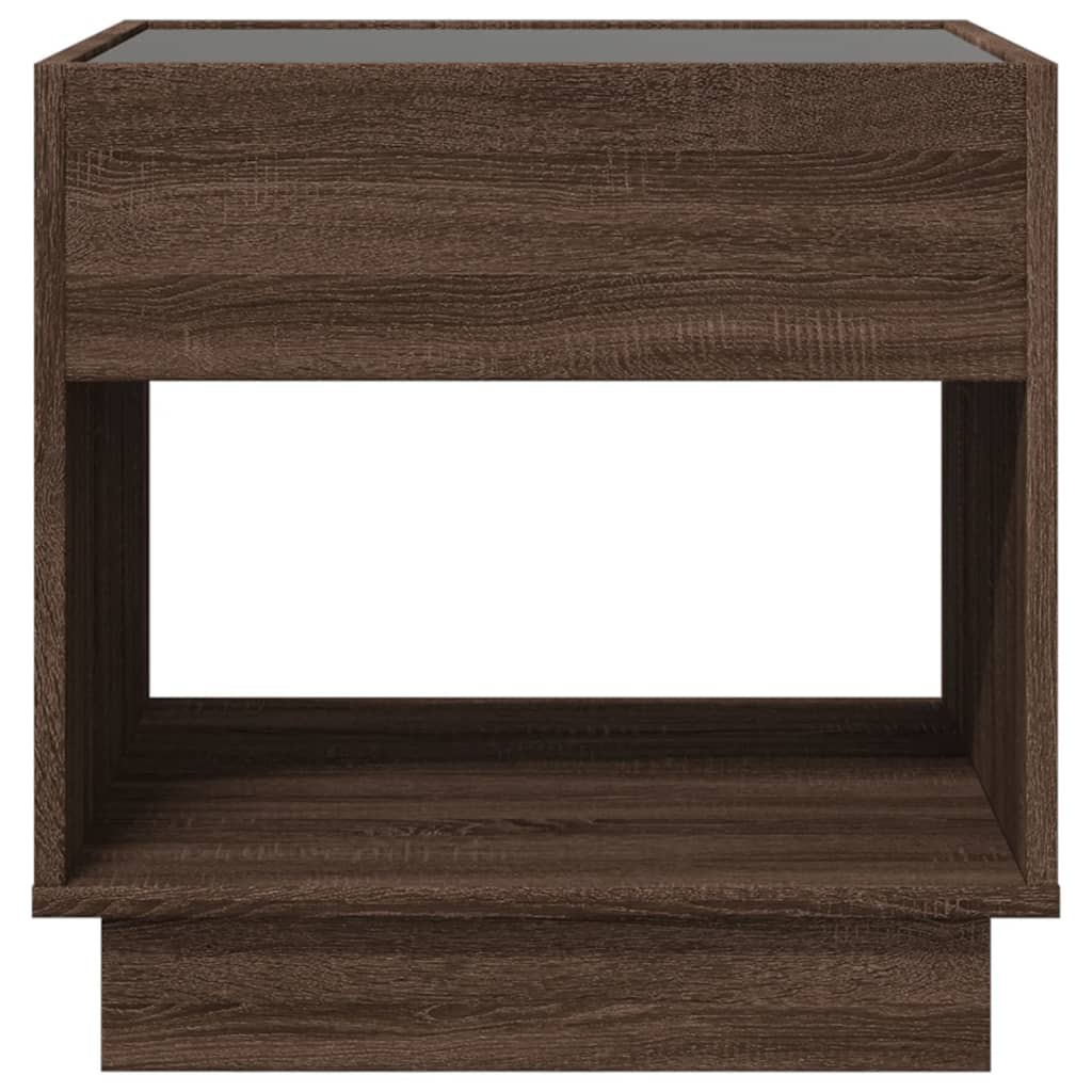 Coffee Table with Infinity LED Brown Oak 50x50x50 cm