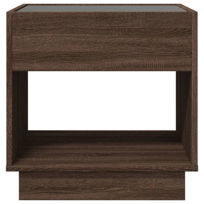 Coffee Table with Infinity LED Brown Oak 50x50x50 cm