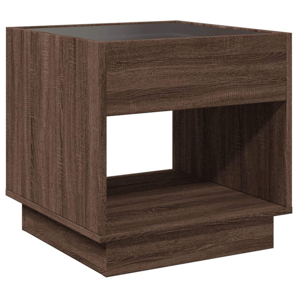 Coffee Table with Infinity LED Brown Oak 50x50x50 cm