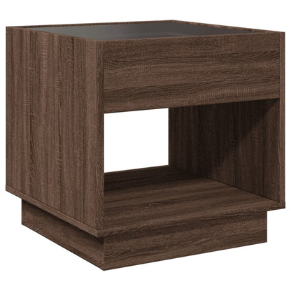 Coffee Table with Infinity LED Brown Oak 50x50x50 cm