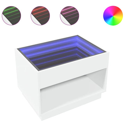 Coffee Table with Infinity LED White 70x50x50 cm