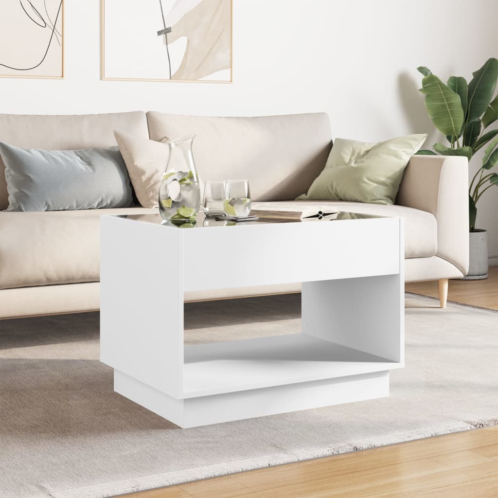 Coffee Table with Infinity LED White 70x50x50 cm