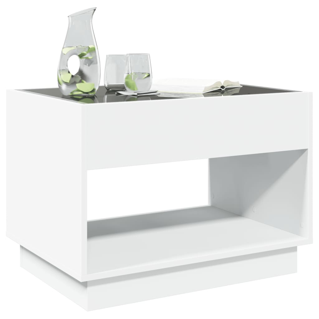Coffee Table with Infinity LED White 70x50x50 cm