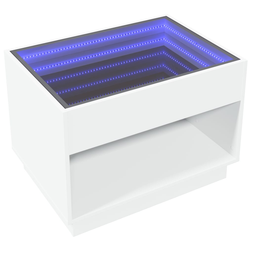 Coffee Table with Infinity LED White 70x50x50 cm