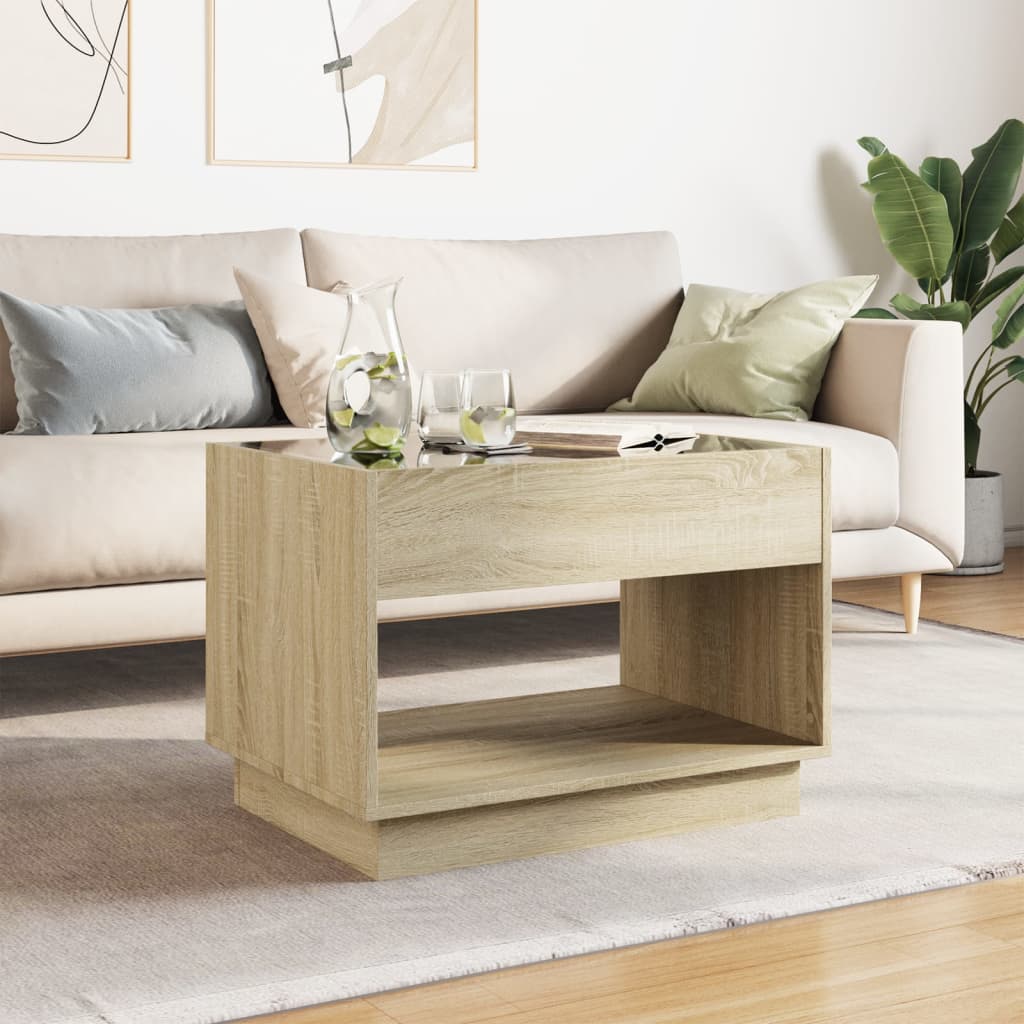 Coffee Table with Infinity LED Sonoma Oak 70x50x50 cm