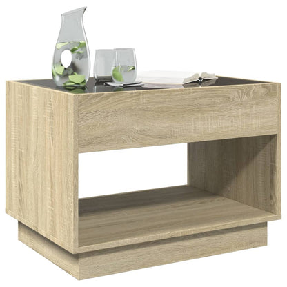 Coffee Table with Infinity LED Sonoma Oak 70x50x50 cm