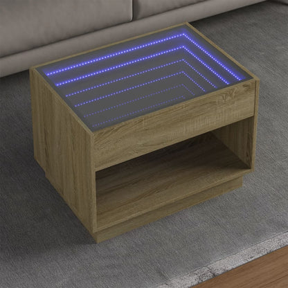 Coffee Table with Infinity LED Sonoma Oak 70x50x50 cm