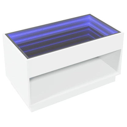 Coffee Table with Infinity LED White 90x50x50 cm