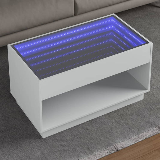 Coffee Table with Infinity LED White 90x50x50 cm