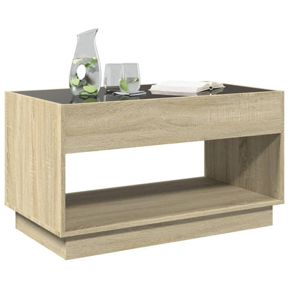 Coffee Table with Infinity LED Sonoma Oak 90x50x50 cm