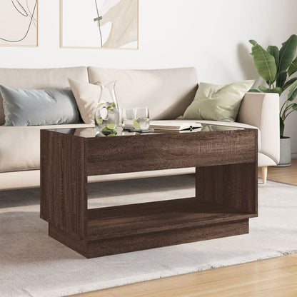Coffee Table with Infinity LED Brown Oak 90x50x50 cm