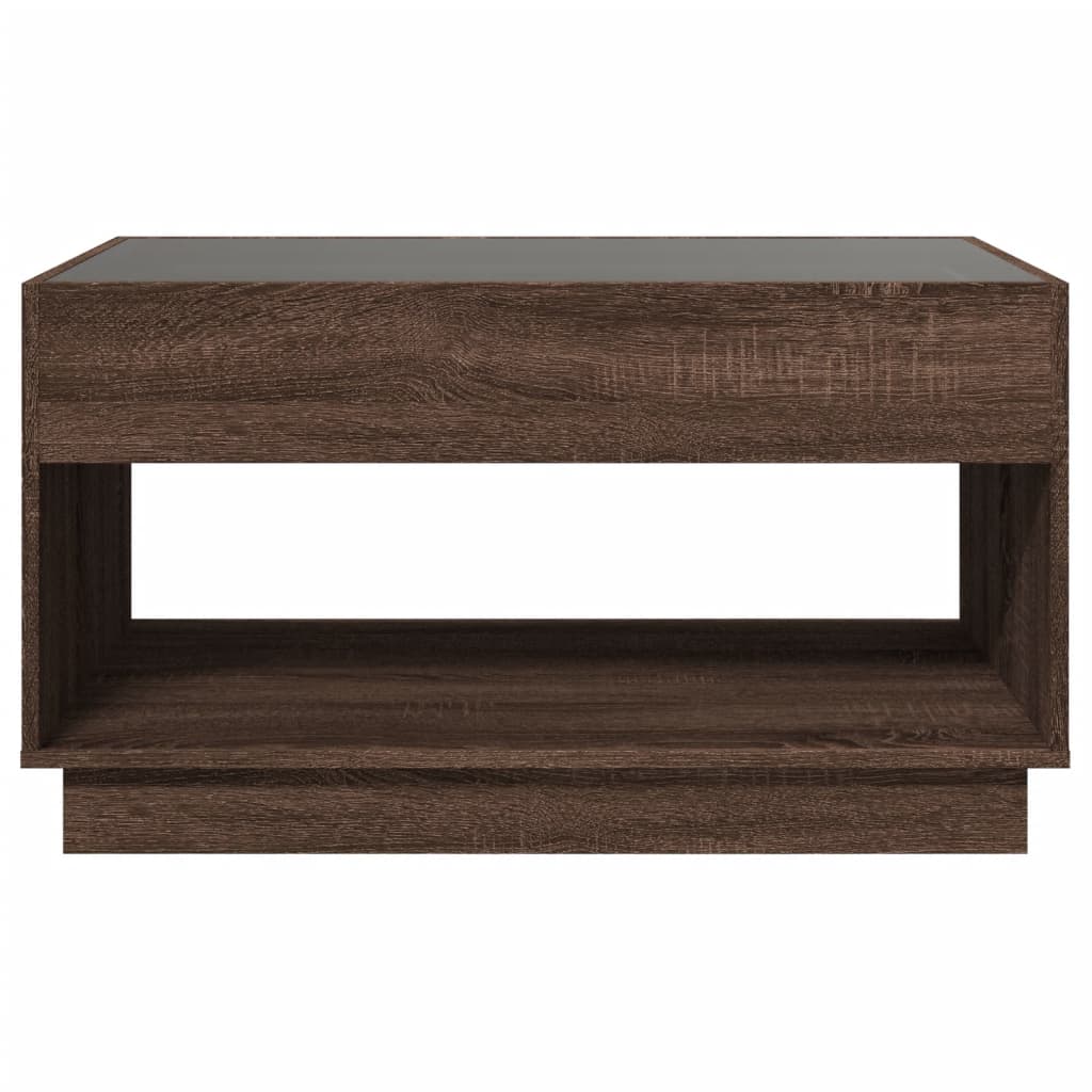 Coffee Table with Infinity LED Brown Oak 90x50x50 cm