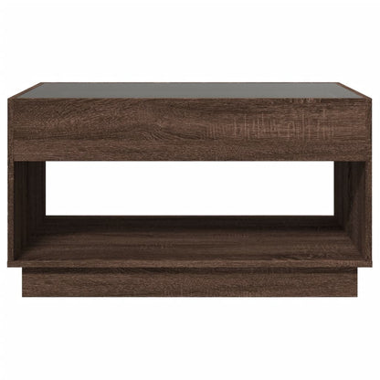 Coffee Table with Infinity LED Brown Oak 90x50x50 cm