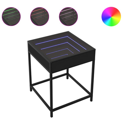 Coffee Table with Infinity LED Black 40x40x51 cm