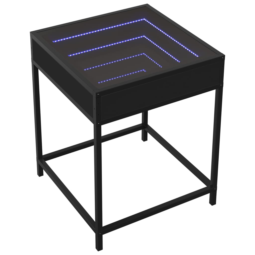 Coffee Table with Infinity LED Black 40x40x51 cm