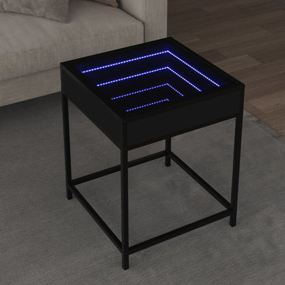 Coffee Table with Infinity LED Black 40x40x51 cm