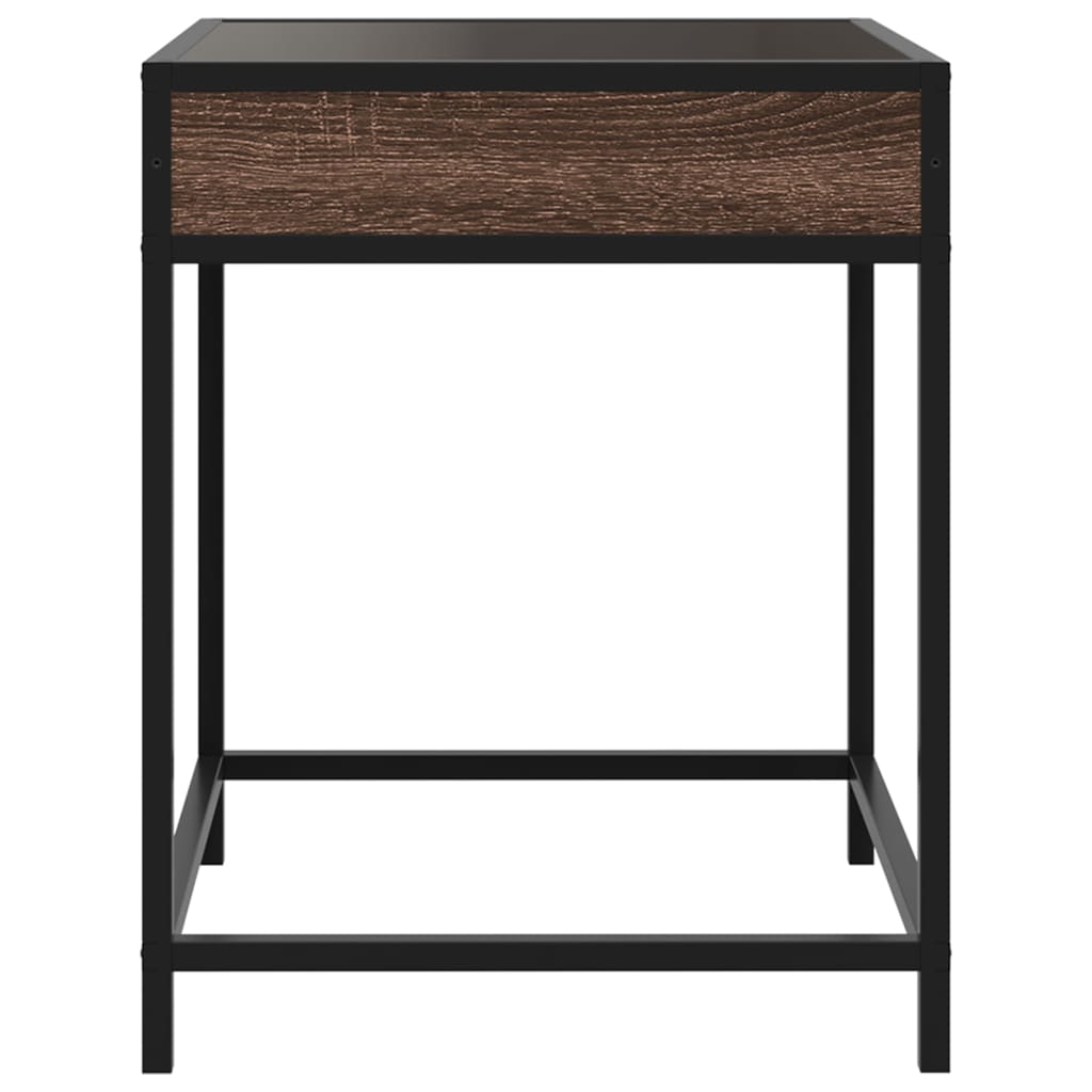 Coffee Table with Infinity LED Brown Oak 40x40x51 cm