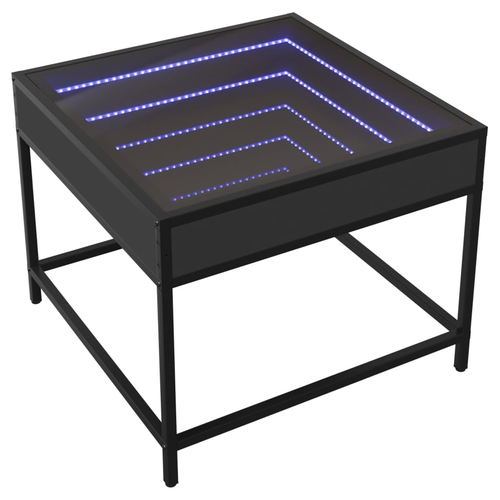 Coffee Table with Infinity LED Black 50x50x41 cm