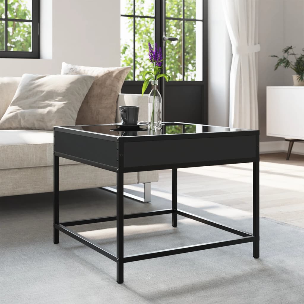 Coffee Table with Infinity LED Black 50x50x41 cm