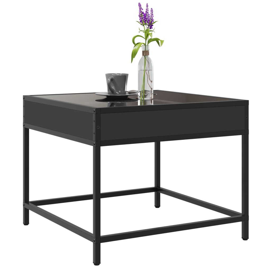 Coffee Table with Infinity LED Black 50x50x41 cm