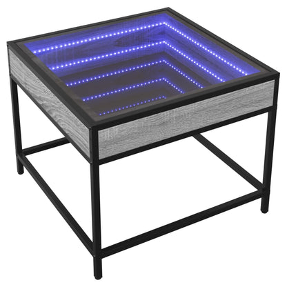 Coffee Table with Infinity LED Grey Sonoma 50x50x41 cm