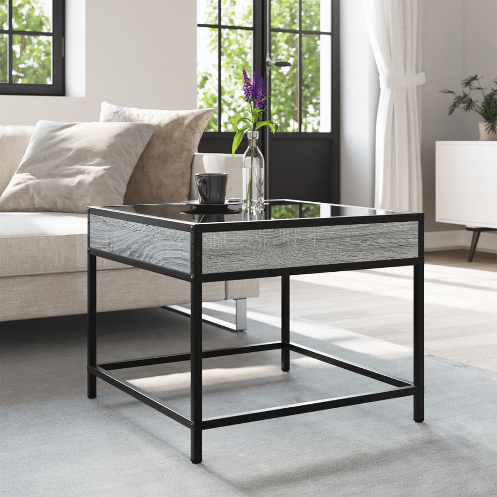 Coffee Table with Infinity LED Grey Sonoma 50x50x41 cm