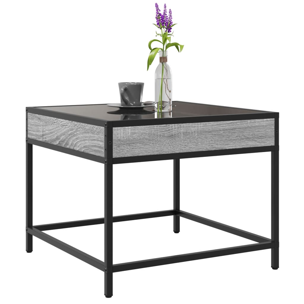 Coffee Table with Infinity LED Grey Sonoma 50x50x41 cm