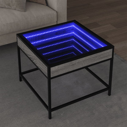 Coffee Table with Infinity LED Grey Sonoma 50x50x41 cm