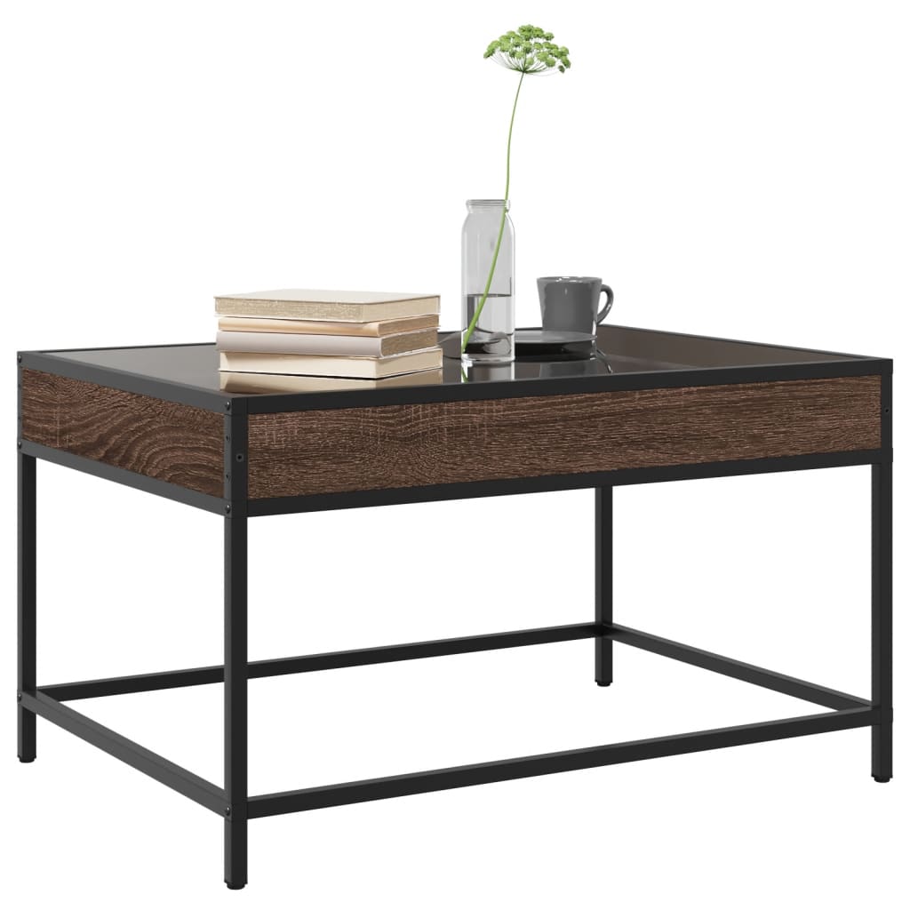 Coffee Table with Infinity LED Brown Oak 70x50x41 cm