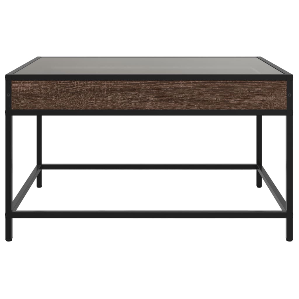 Coffee Table with Infinity LED Brown Oak 70x50x41 cm