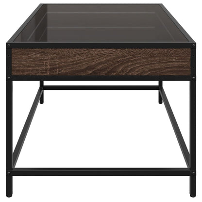 Coffee Table with Infinity LED Brown Oak 70x50x41 cm