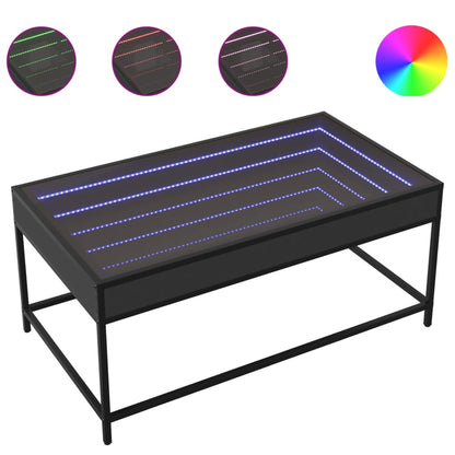 Coffee Table with Infinity LED Black 90x50x41 cm