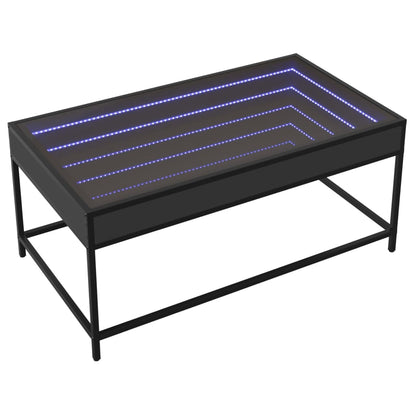 Coffee Table with Infinity LED Black 90x50x41 cm