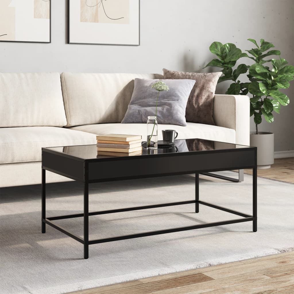 Coffee Table with Infinity LED Black 90x50x41 cm