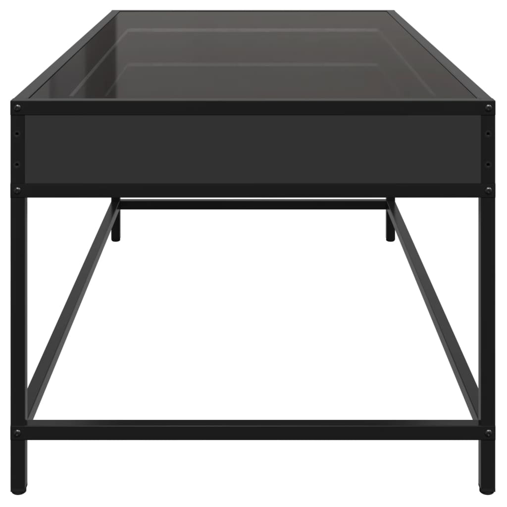 Coffee Table with Infinity LED Black 90x50x41 cm