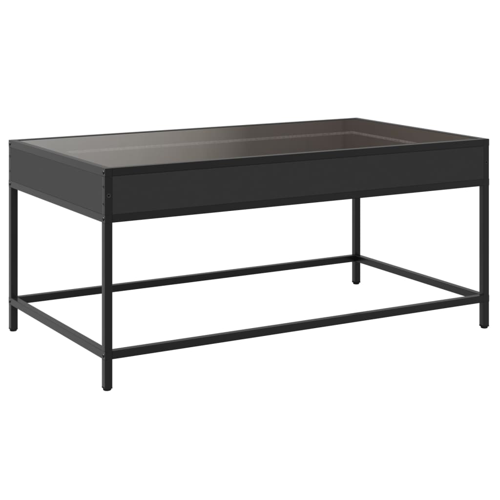 Coffee Table with Infinity LED Black 90x50x41 cm