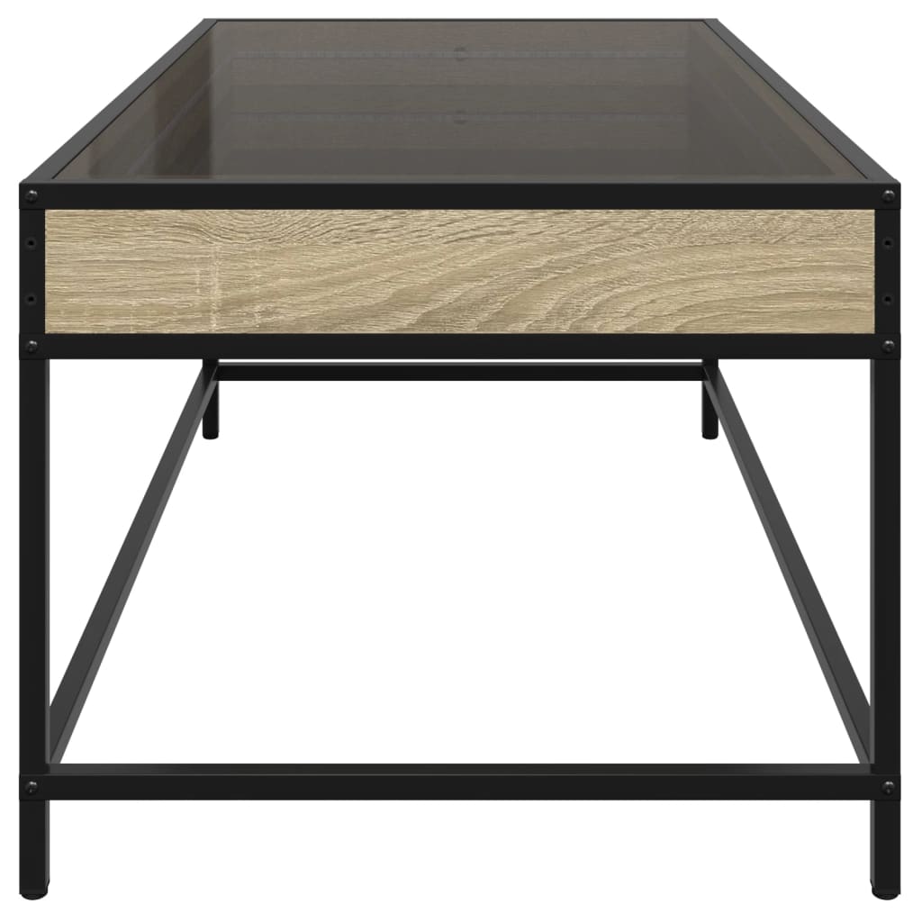 Coffee Table with Infinity LED Sonoma Oak 90x50x41 cm