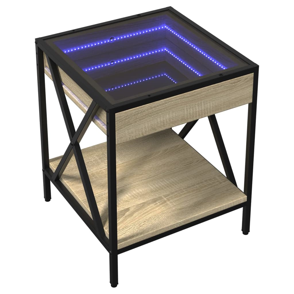 Coffee Table with Infinity LED Sonoma Oak 40x40x49 cm