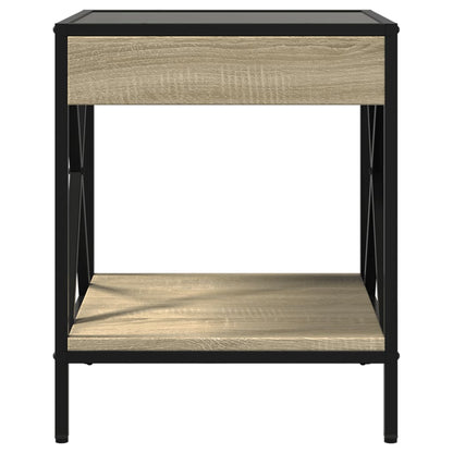 Coffee Table with Infinity LED Sonoma Oak 40x40x49 cm