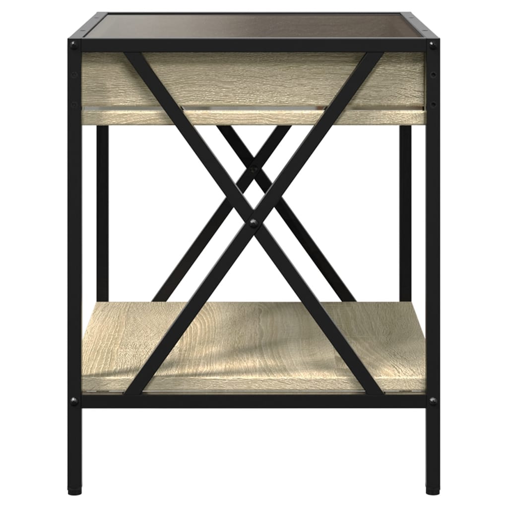 Coffee Table with Infinity LED Sonoma Oak 40x40x49 cm